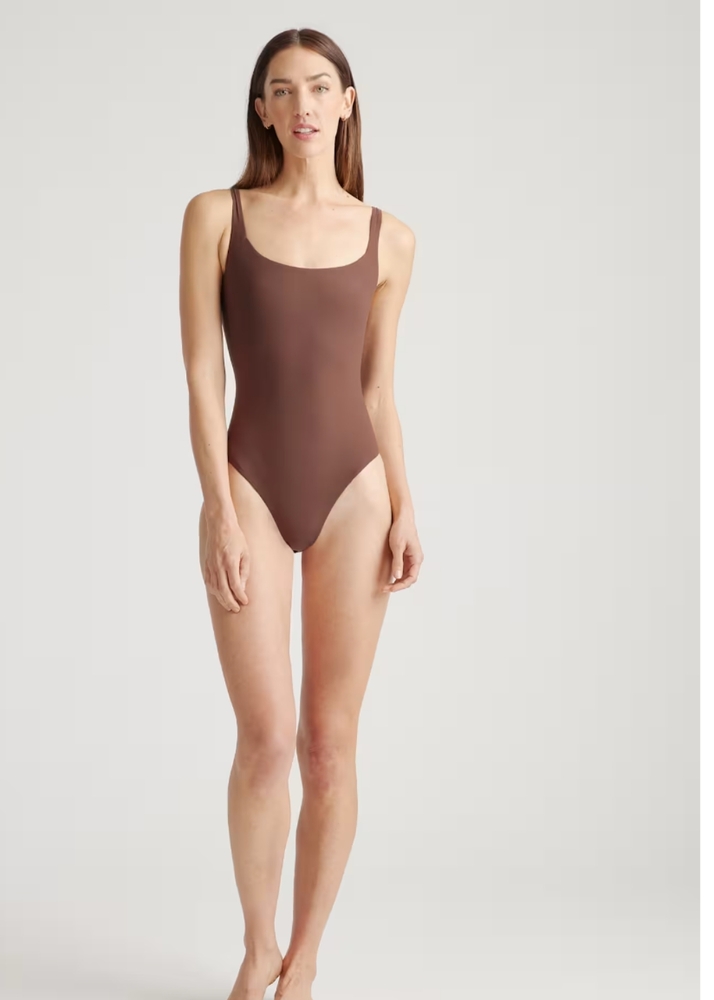 Quince sand Square Neck Bodysuit sz L nwt